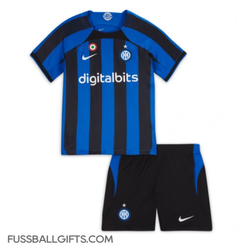 Inter Milan Fußballbekleidung Heimtrikot Kinder 2022-23 Kurzarm (+ kurze hosen)